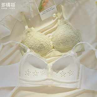 Sexy Lingerie with Hollow Cups Suitable for Women with Large and Sagging Breasts, Thin and Alluring Cat Style Bra That Minimizes Side Breast Appearance