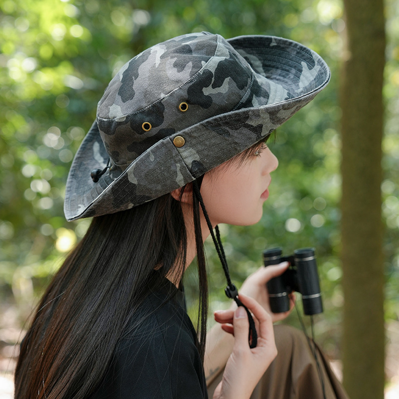 Sombrero de camuflamiento para hombres sombrero de pescador sombrero de montaña al aire libre vaquero occidental sombrero de pesca de verano sombrero de protección solar