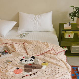 Cartoon Style~Summer Cotton Single-Layer Gauze Towel Embroidered Summer Quilt 20% Soybean Quilt Kidsren's Student Dormitory Air-Conditioned Quilt