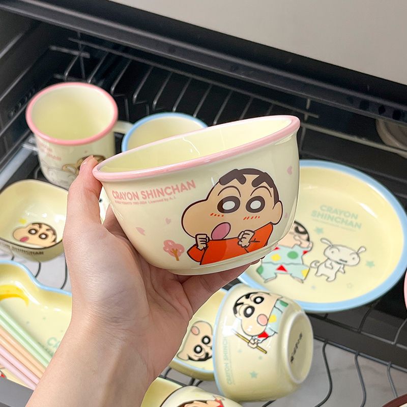 Crayón pequeño nuevo nuevo tazón de cerámica encantador conjunto de platos caseros tazón de sopa de arroz guapo regalo