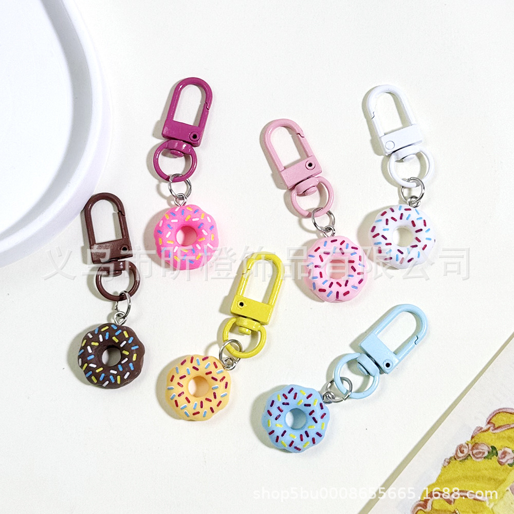 Resin Toy Donut Cartoon Fun Pendant Bag Keychain Accessory Decoration