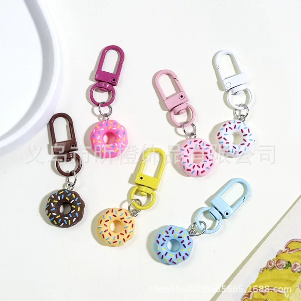 Resin Toy Donut Cartoon Fun Pendant Bag Keychain Accessory Decoration