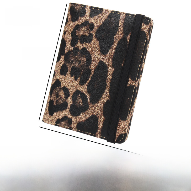 RFID Magnetic Leopard Pattern Passport Holder Amazon Foreign Trade Elastic Strap Belt Passport Book Multi-Card Slot Flight Ticket Cover Jacket