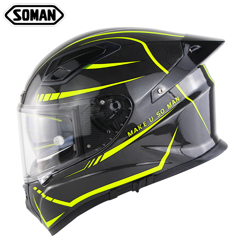 SOMAN Casco de carreras de fibra de carbono Motocicleta para hombres y mujeres a la conducción Motocicleta personalizada Casco para correr profesional Four Seasons Casco integral X8