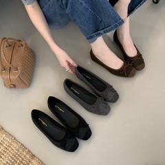 拼色圆头浅口内增高平底奶奶鞋女2025年秋冬季新款一脚蹬软底单鞋