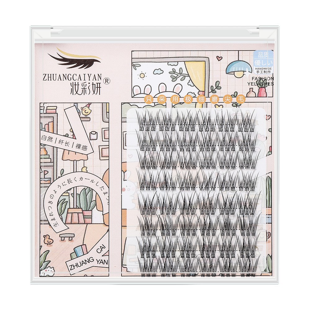 Lazy fishtail pestañas postizas Lolita Girl Peacock trilogía simulación natural solo racimo injerto pestañas del ojo del Diablo