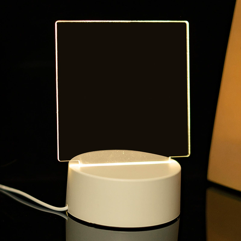 3D acrylic erasable night light, 4 W, USB, customizable acrylic panel and logo-capable base