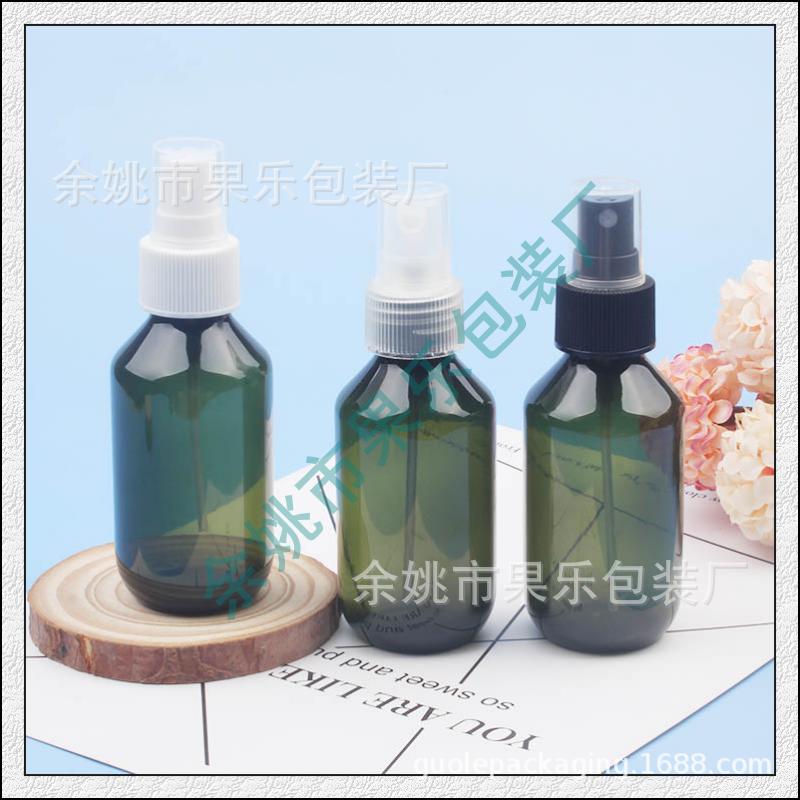 绿色细脖喷雾瓶100ml按压小喷瓶喷雾细脖PET瓶纯露花露水喷瓶