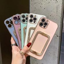 跨境直边电镀手机壳适用iPhone13/145promax全包女款11/XR/XS支架