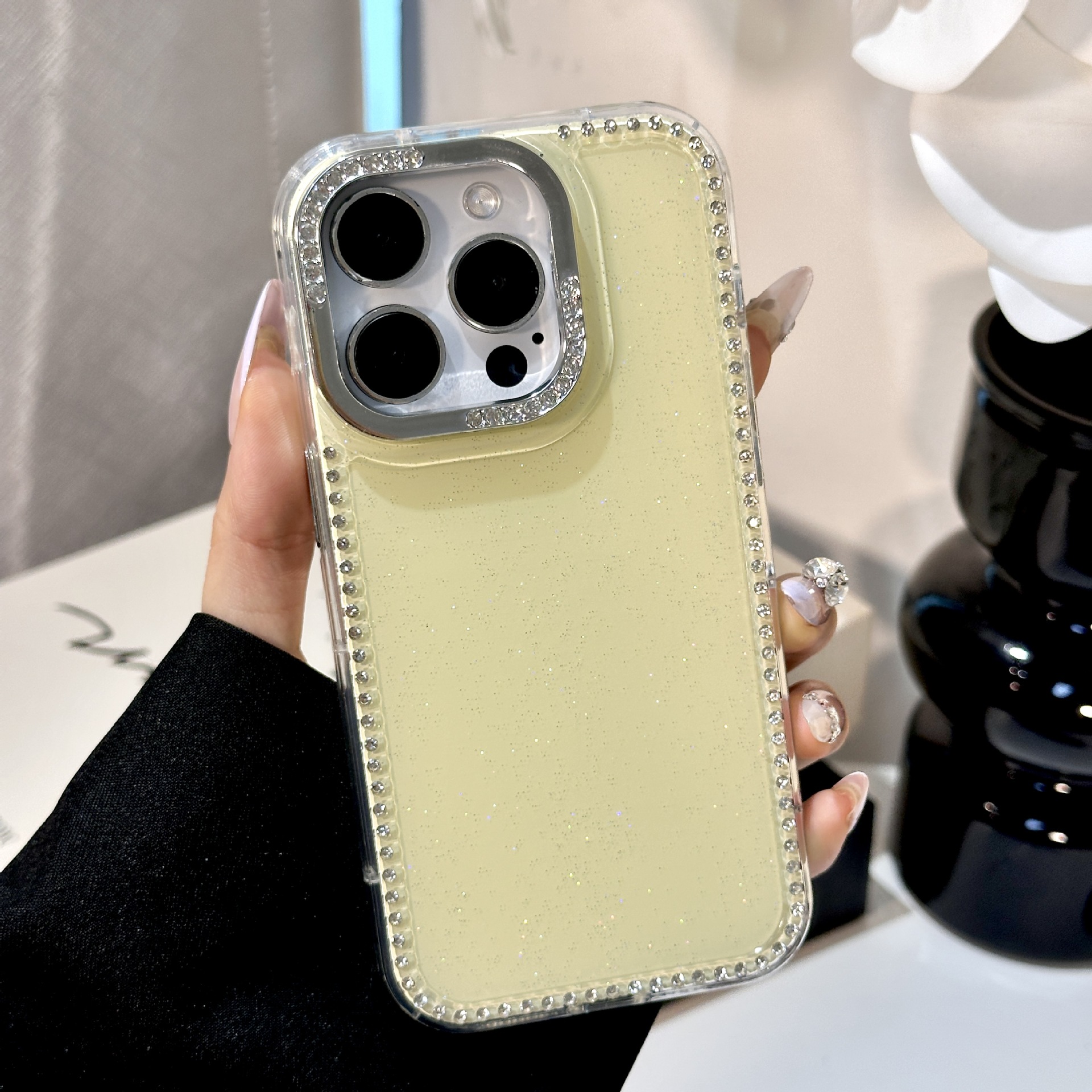 Diamante flash de dopamina de color simple para Apple 16ProMax funda para teléfono 15Pro Pareja 14/13 Nuevo 15PM