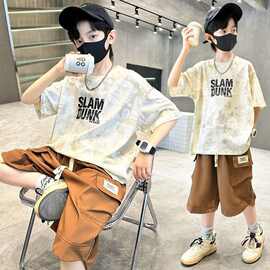 男童夏季套装2024新款中大童运动薄款两件套短袖炸街男孩衣服