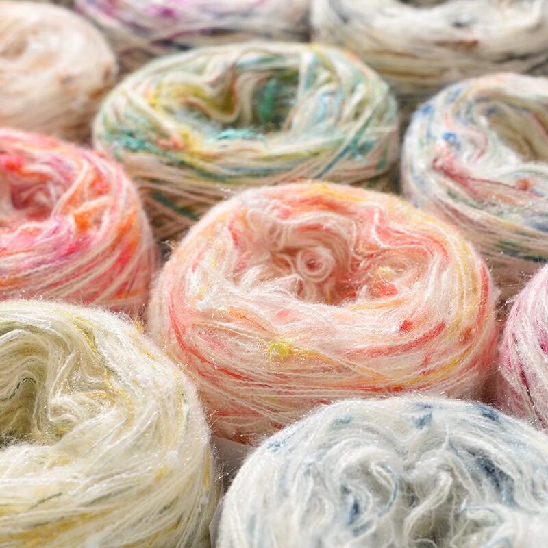 花式马海毛中粗羊毛线手编diy多股围巾线段染针织衣服坐垫毛线