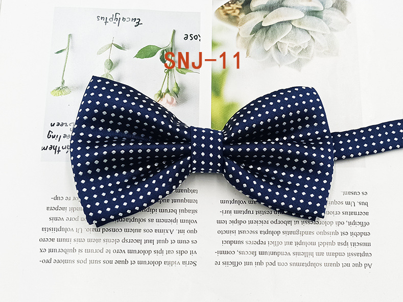 Nuevo fabricante en stock profesional ropa formal Caballero pajarita poliéster seda Dot Double Fold hombres pajarita novio padrino