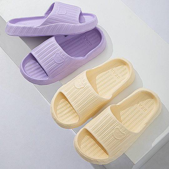 New Eva Foam Women's Slippers Non-Slip Soft Sole Plaid Light Heightening Solid Color Men's Shoes Summer Couple Slippers