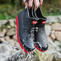 Cross-border low-top rain boots for men, outdoor waterproof, anti-slip, German-style fashionable kitchen work shoes, fishing and car washing rubber shoes