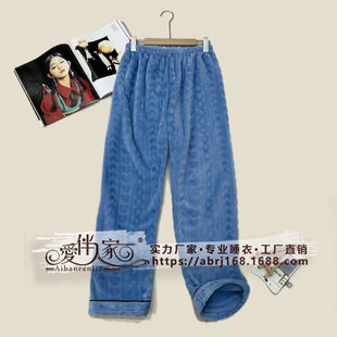 Demi-season coral velvet flannel keep warm solid color fleece trousers for leisure, plus size, increased thickness, for middle age