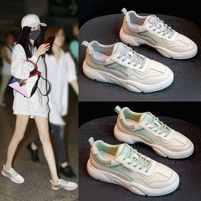 Net Red White shoes Spring and summer 2021 new pattern Korean Edition fashion Flat bottom Single shoes Round Frenum leisure time Women's Shoes