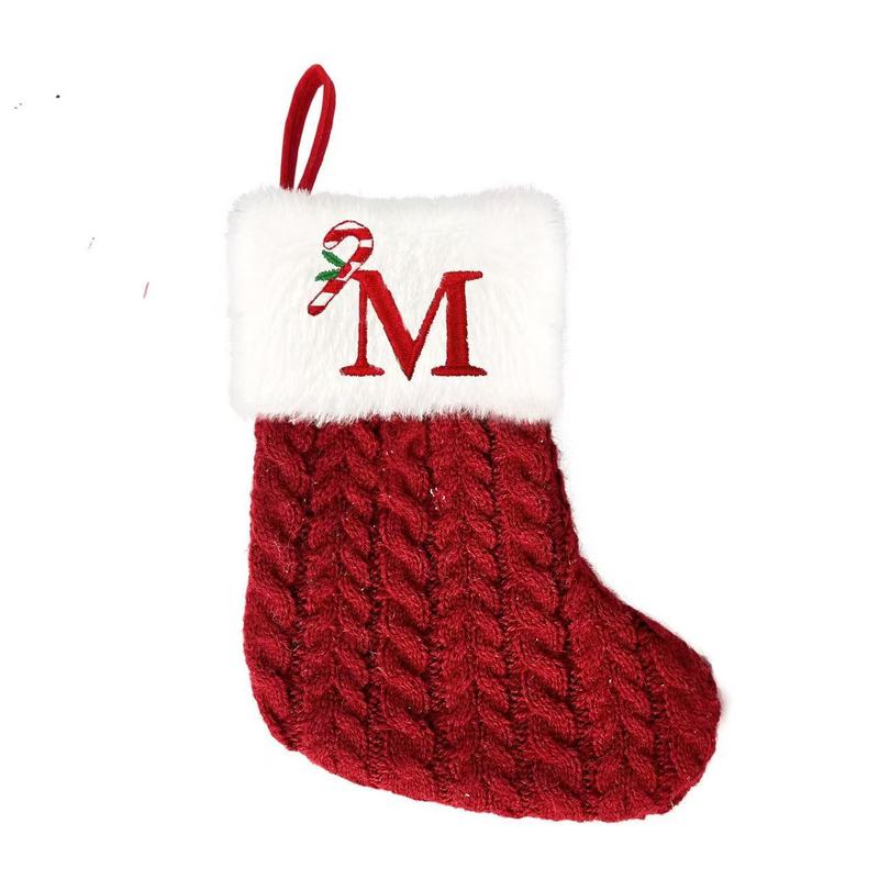 クロスボーダークリスマス装飾品刺繍アルファベットニット靴下子供キャンディーギフトバッグアルファベットクリスマス靴下ギフトバッグ|undefined