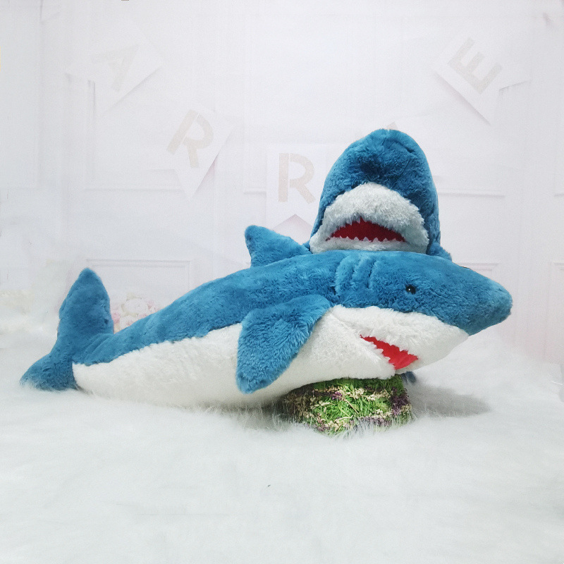 Muñecas de tiburón de peluche transfronterizas muñecas de tiburón para dormir en la cama almohada de pierna para chicas regalos de cumpleaños al por mayor