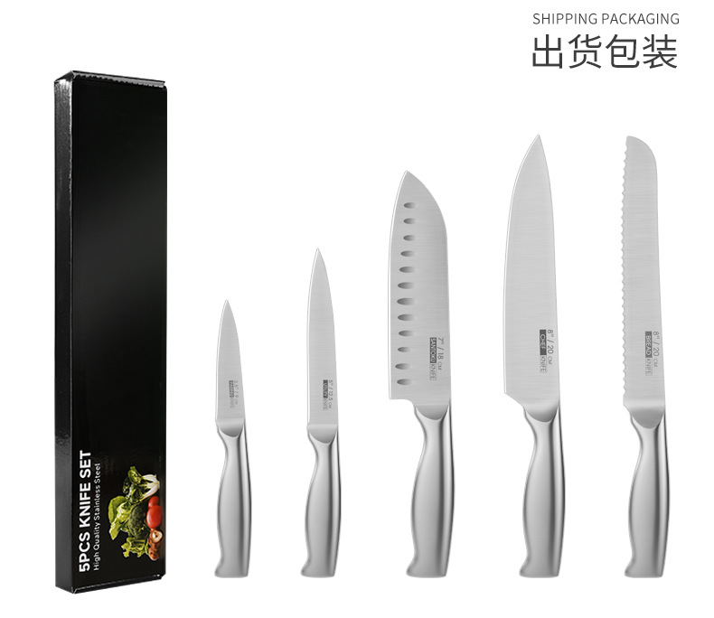 跨境不锈钢刀具套装4cr13空心柄酒店锋利厨师刀三德刀高级水果刀