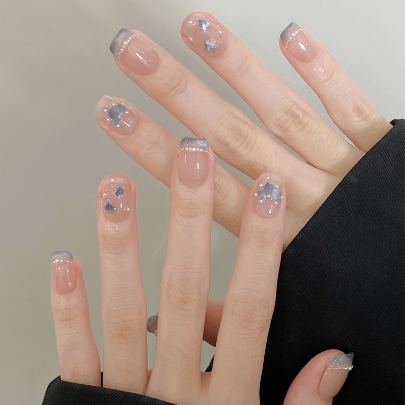 Pure Hand-Wearing Armor Short French Cat's Eye Love Advanced Sense Hand White Nude Cyber Celebrous Nail Patch