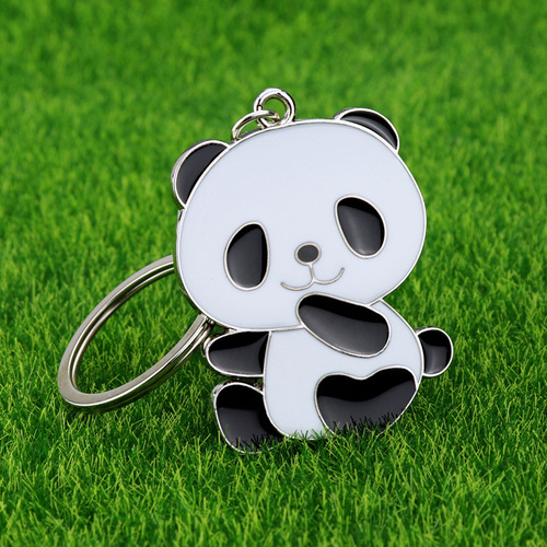 Customized creative panda keychain, customized cute national treasure cartoon panda keychain, travel commemorative pendant