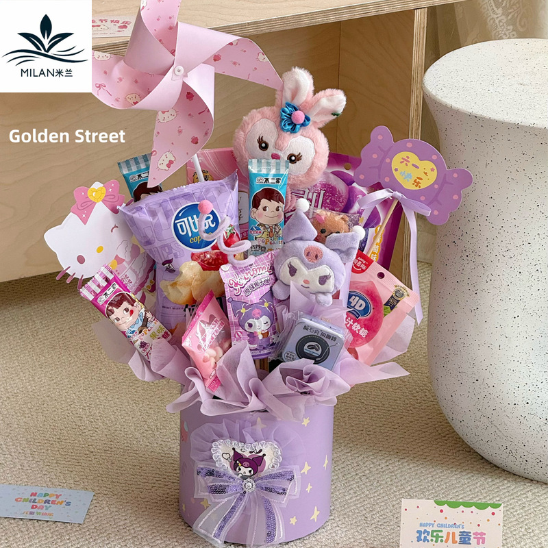 Día del niño Tarjeta de dibujos animados Tarjeta de felicitación colgante Hecho a mano Diy caramelo Aperitivos Ramo Material de embalaje Regalo