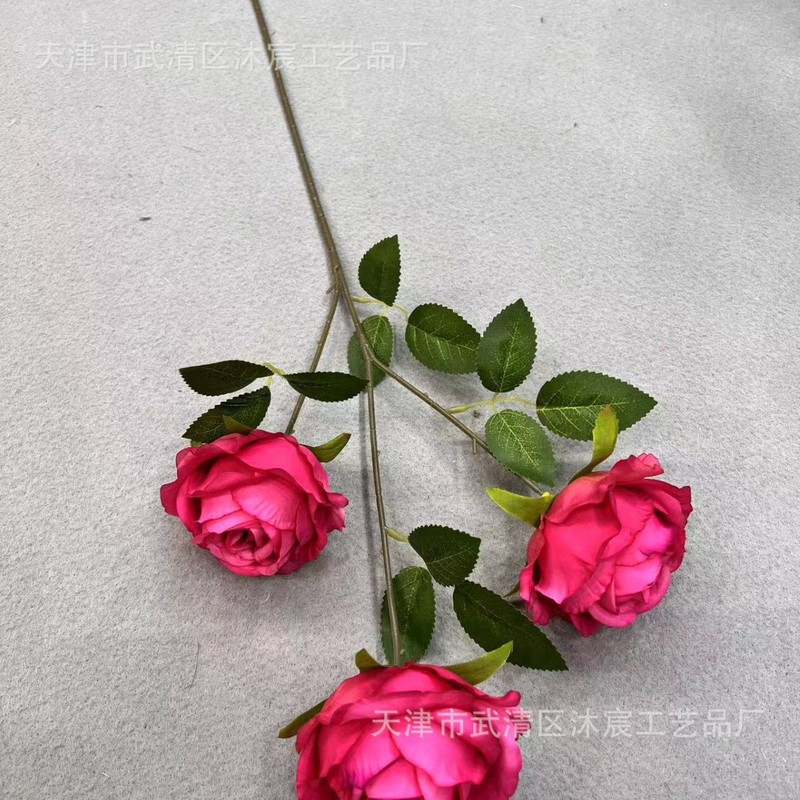 3頭のアカシアのバラはヨーロッパ式の油絵のバラの家庭の撮影の結婚式の撮影の道具の装飾の花をシミュレーションします。|undefined