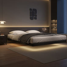 悬浮床感应灯带轻奢现代省空间悬空床无床头床榻榻米实木排骨架床