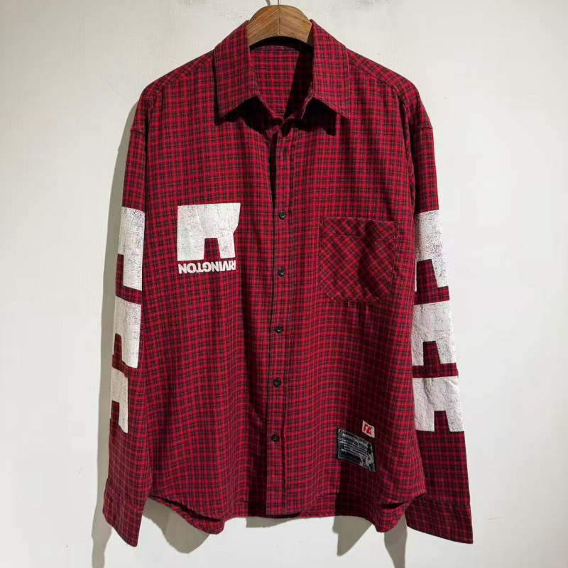 26 Styles of American High Street Red Plaid Vintage Print Long-Sleeve Shirts, Retro Trendy Brand Loose Casual Couple Shirts