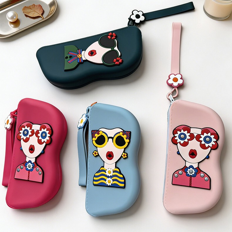 High-end silicone glasses case for women, portable travel sunglasses pouch, anti-loss, cute eyeglass case High-end silicone glasses case for women, portable travel sunglasses pouch, anti-loss, cute eyeglass case