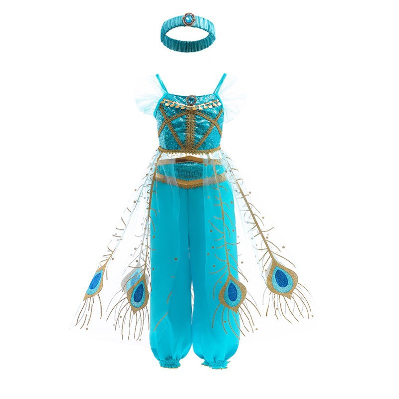 20,22 millones Festival Santo vestido de princesa jazmín vestido nuevo para niños europeos y americanos ropa para niños falda para niña