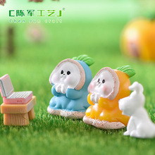 新款情侣小兔系列微景观园艺DIY水晶球配件 可爱萌物白兔树脂摆件