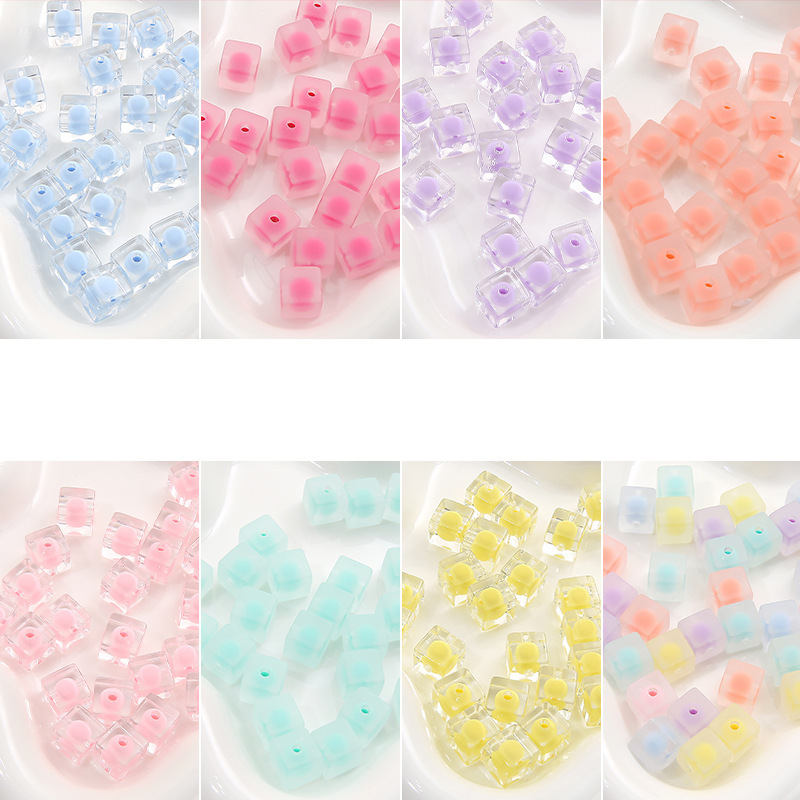 Transparent Frosted Acrylic Square Beads in Beads Diy Handmade Beaded Bracelet Necklace Accessories