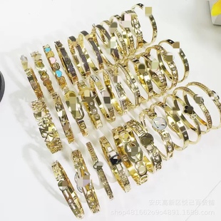 2025 New European and American Big Brand Titanium Steel Bracelets Non-Fading Stainless Steel Bracelets Buckle Opening Hand Jewelry Wholesale