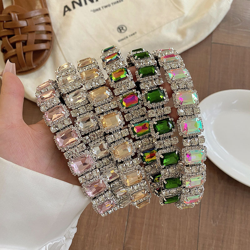 Nicho de alto grado completo diamante diadema temperamento Super brillante borde Delgado diadema moda reina barroca horquilla lavado de cara tocado