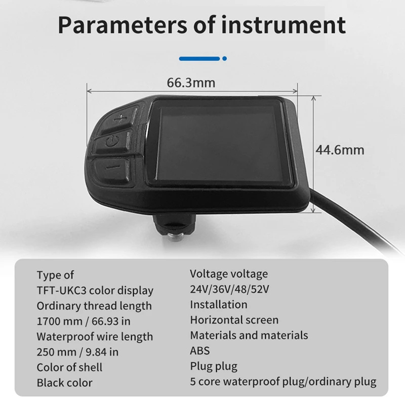 Cross-border bicycle lithium battery power-assisted modification accessories TFT-UKC3 color display 36V 48V compatible with 52V