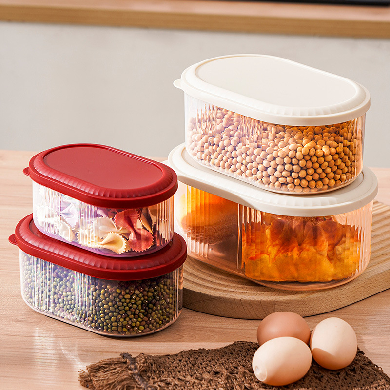 Fresh-Keeping Box Storage Box Four-Piece Set Frozen Sealed Box with Lid Food Nut Fruit Food Jar Microwave Heating