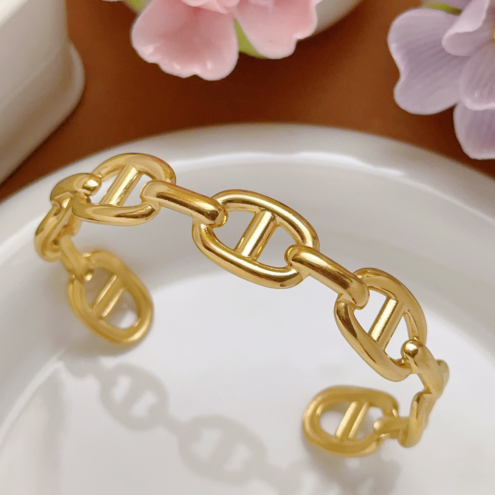 Personalidad transfronteriza zircon HAPPY brazalete de cadena mujer europea y americana exagerada animal serpiente leopardo cabeza brazalete accesorios abiertos