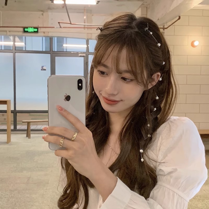 Venta caliente ~ trenzado perla mágica cinta trenzada de cabello temperamento de alta sensación trenzada cadena de cabello joyas de cabello correa de cabello