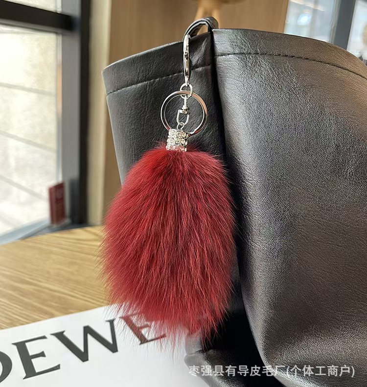 真狐狸毛尾巴汽车钥匙扣挂件个性简约可爱毛绒包包挂饰男女手作|undefined