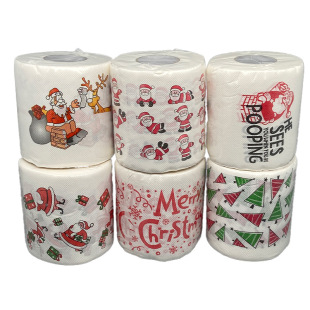 Factory direct Christmas roll paper Santa Claus pattern series paper towel printing roll paper printing toilet paper Christmas toilet paper