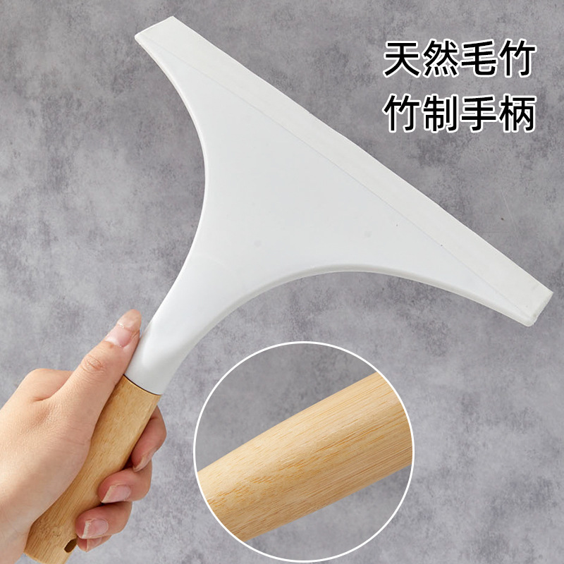 Japanese-style bamboo short handle glass cleaning artifact household glass scraper window scraper mirror cleaning tool