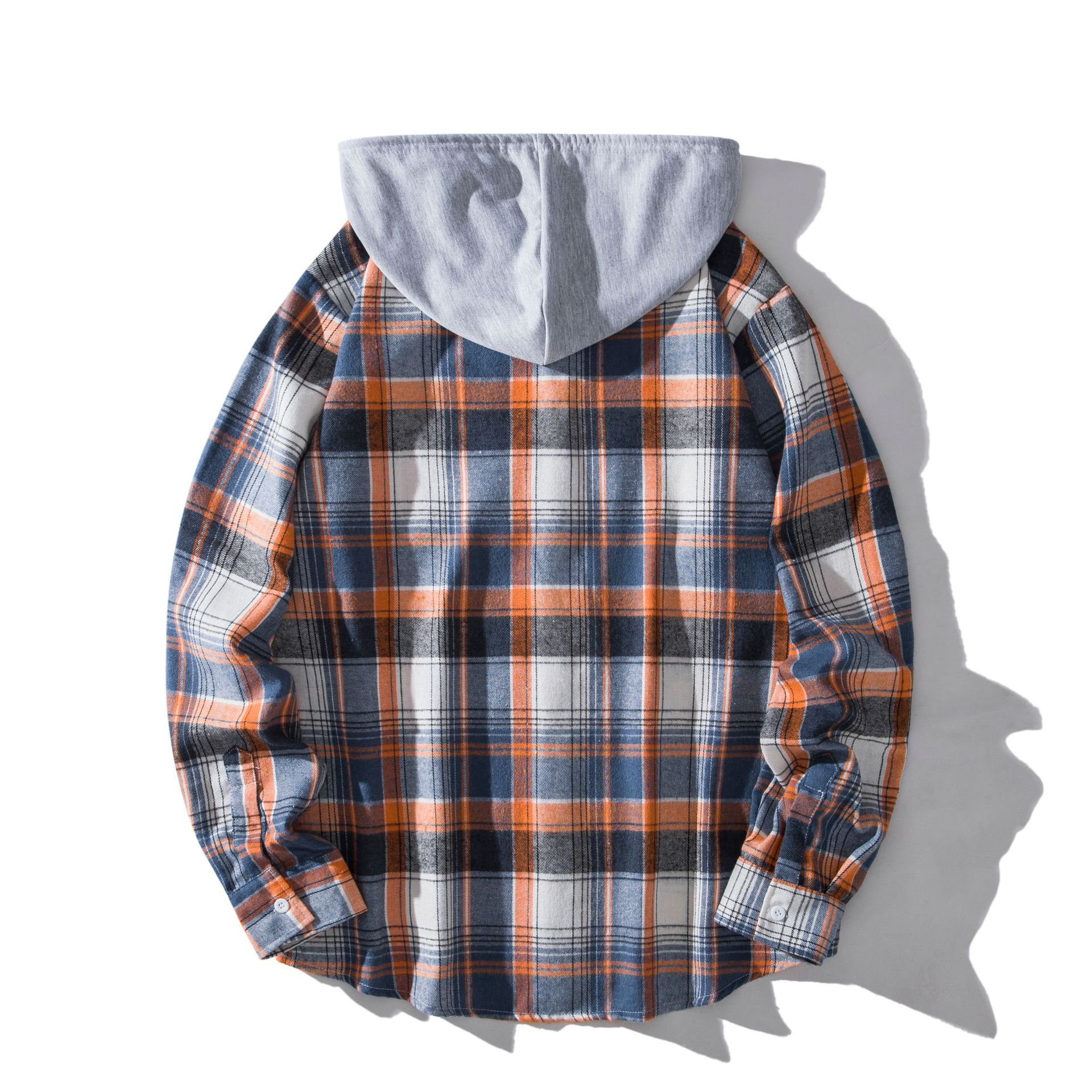 Herren Flanellhemd Mit Kapuze Kariertes Oversized Freizeithemd_voghion.com
