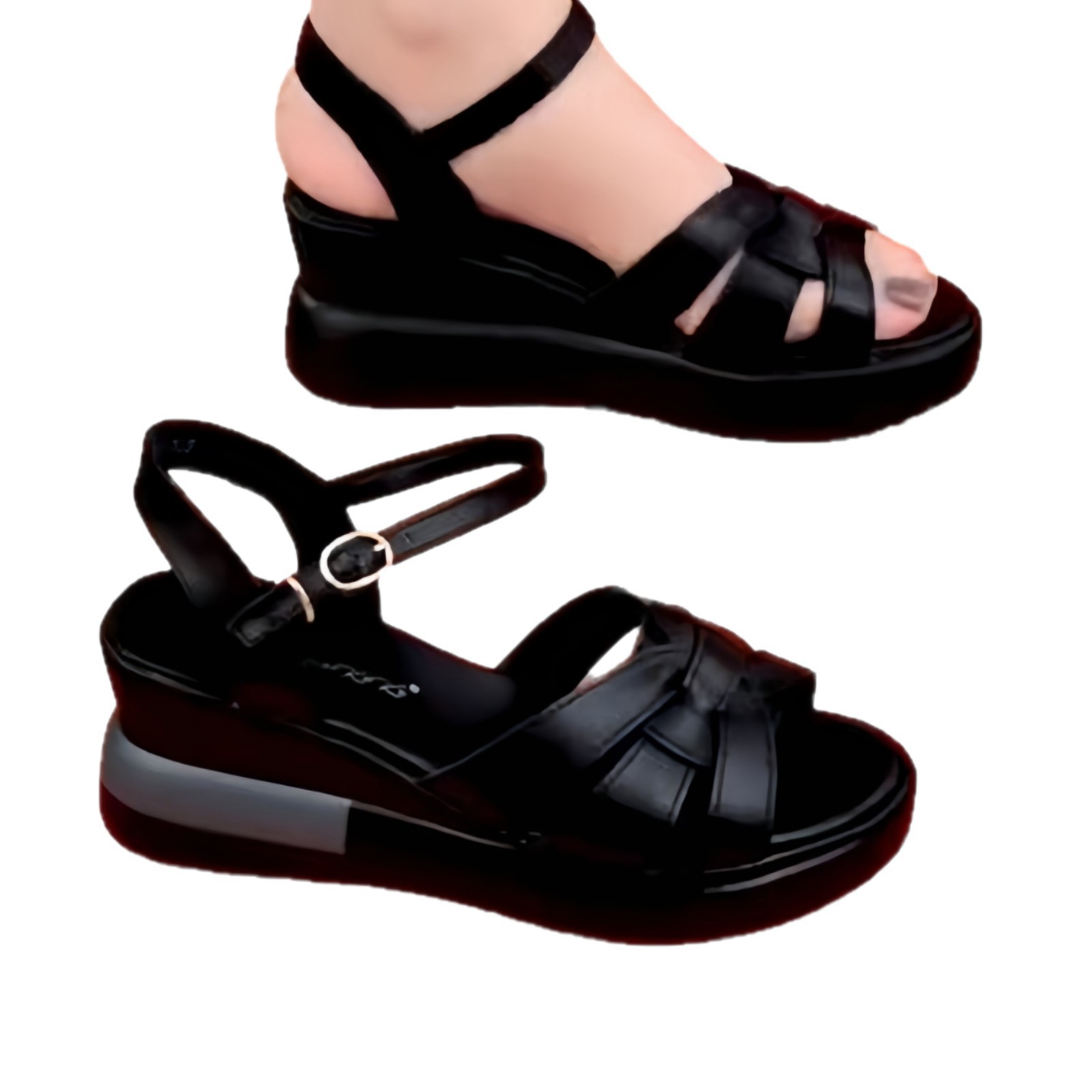 Sandalias de plataforma con suela gruesa para mujer, estilo coreano, de poliuretano, ligeras, con una sola tira y suela plana, para verano 2026 image 6