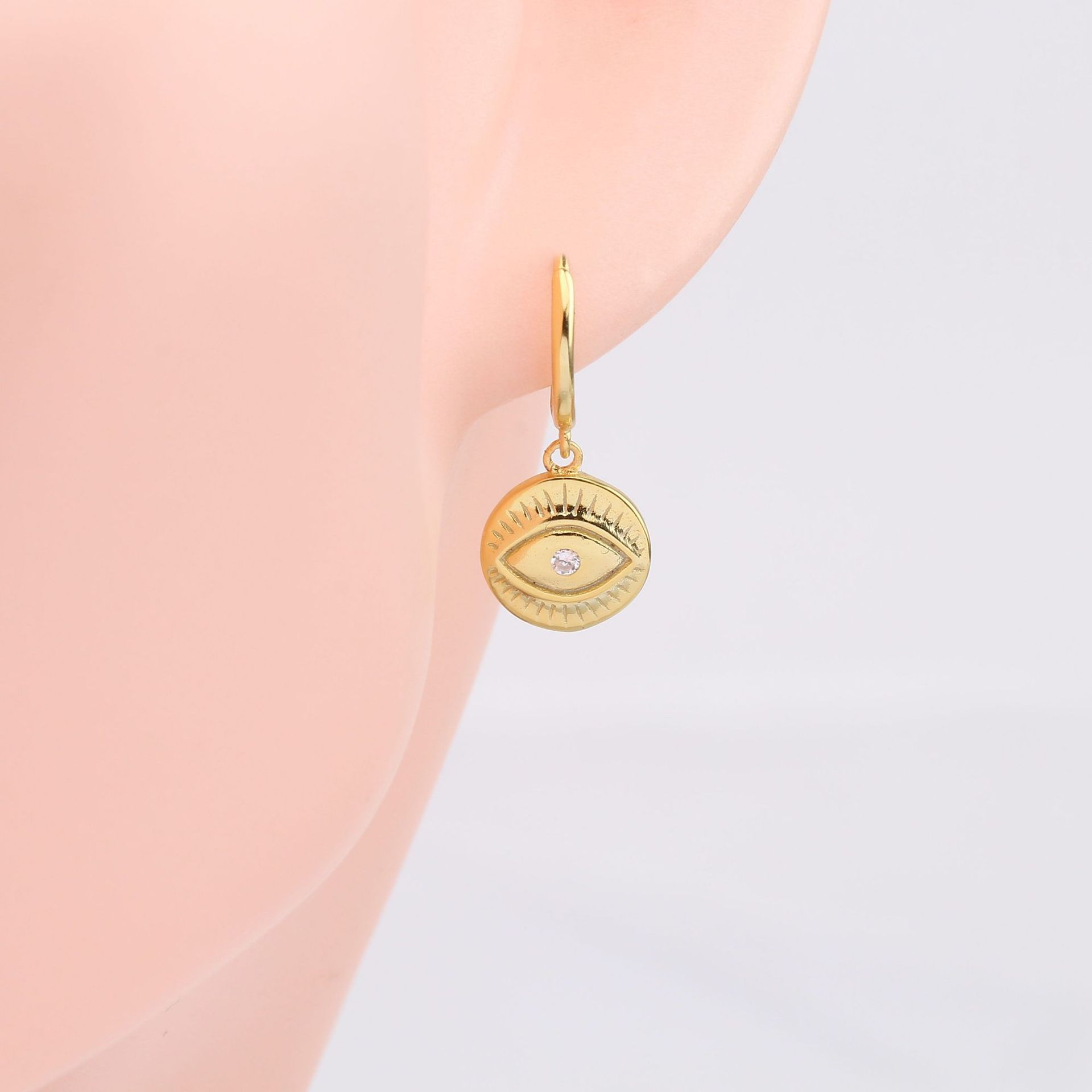 18K Real Gold Plated, Rhodium Plated Plating Material Zircon Inlay Material 1 Pair 925 Sterling Silver Zircon Devil'S Eye Drop Earrings