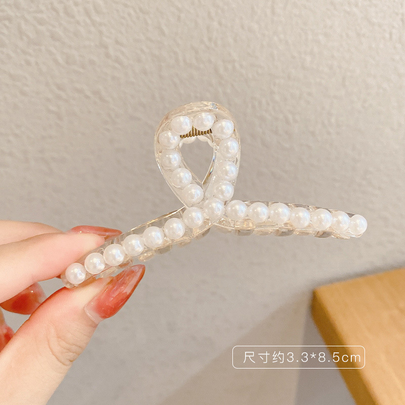 花朵女鲨鱼夹轻奢夹子亚克力撞色抓夹后脑勺发抓高质量小众发卡子|undefined