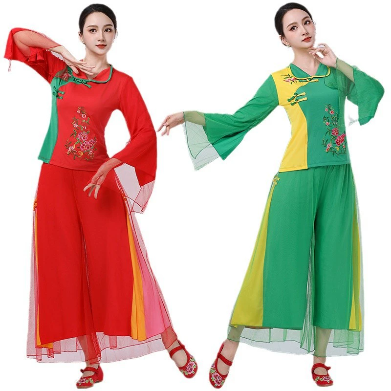 Весенний и летний новый костюм для танцев в стиле народного стиля