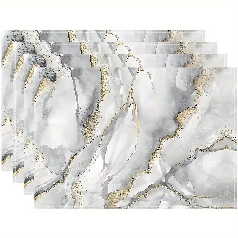 Nuevo poliéster cáñamo temu venta caliente oro negro mármol mantel moderno arte flor mantel restaurante decoración de la cocina