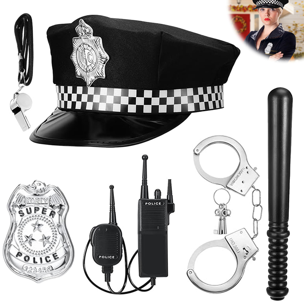 Fiesta festiva cosplay policía esposado vestido de actuación cosplay caña de humo marinero azafata azafata